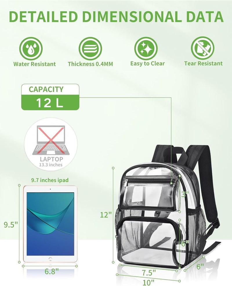 MAYTREE Clear Backpack Stadium Approved for Women and Men, Clear Bag for Stadium Events, Transparent bag for Concert Sporting Festival, Black - Image 3